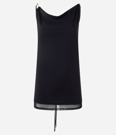 Vestido Corto con Bretel Fino y Escote en la Espalda