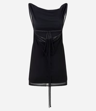 Vestido Corto con Bretel Fino y Escote en la Espalda 3