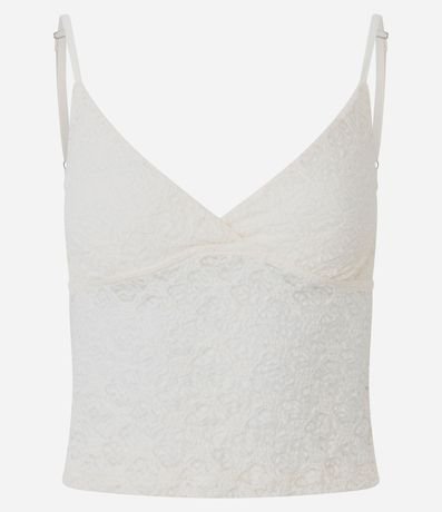 Blusa Musculosa en Encaje Texturizada con Breteles Finos