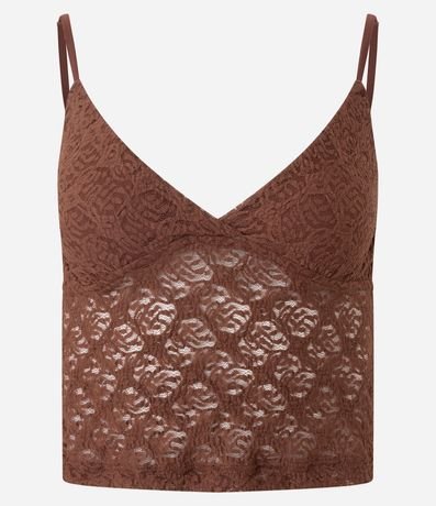 Blusa Musculosa en Encaje Texturizada con Breteles Finos