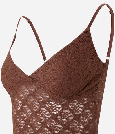 Blusa Musculosa en Encaje Texturizada con Breteles Finos 2