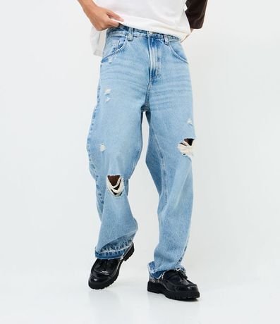 Pantalón Baggy Relaxed en Jean con Roturas 2