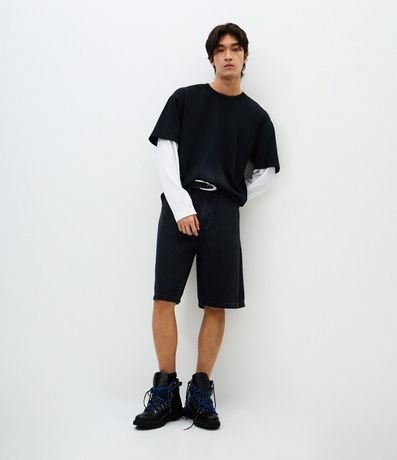 Remera Oversized Manga Larga en Algodón con Manga Corta Sobrepuesta 2