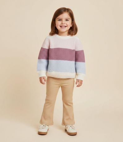 Suéter Infantil en Chenille Rectilínea con Rayas – Talle 1 a 6 años