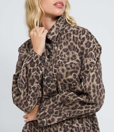 Camisa Oversized en Jeans con Estampa de Animal Print 5