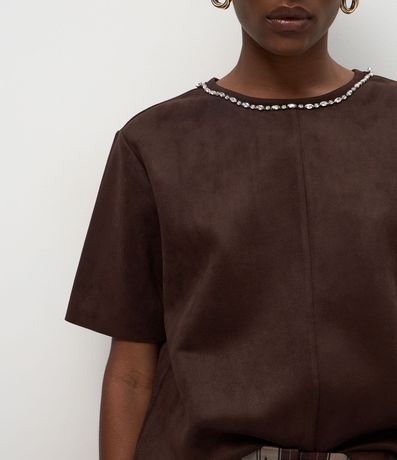 Remera Regular en Gamuza con Brillo en el Cuello 4