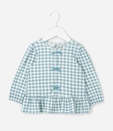 Remera Infantil de cuadros con Moñitas Aplicados – Talle 0 a 18 Meses 2