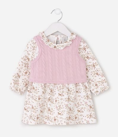 Vestido Infantil Floral con Chaleco - Talle 0 a 18 Meses 2