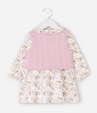 Vestido Infantil Floral con Chaleco - Talle 0 a 18 Meses 3