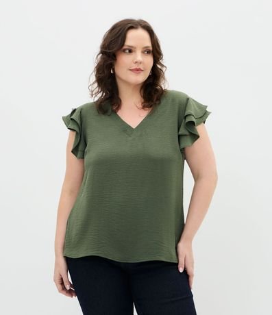 Blusa en Crepé con Volado en el Hombro Curve & Plus Size
