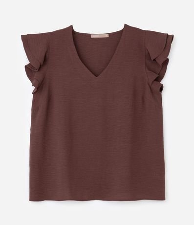 Blusa en Crepé con Volado en el Hombro Curve & Plus Size