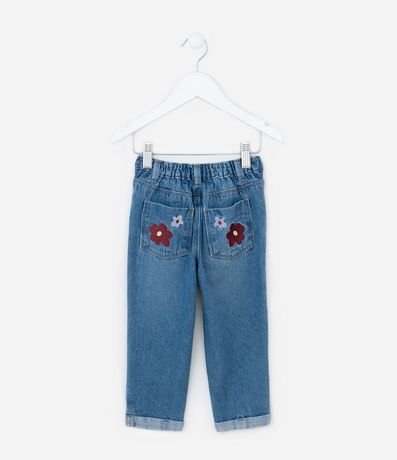 Pantalón Mom Infantil con Bordado de Flor - Talle 1 a 6 años 2
