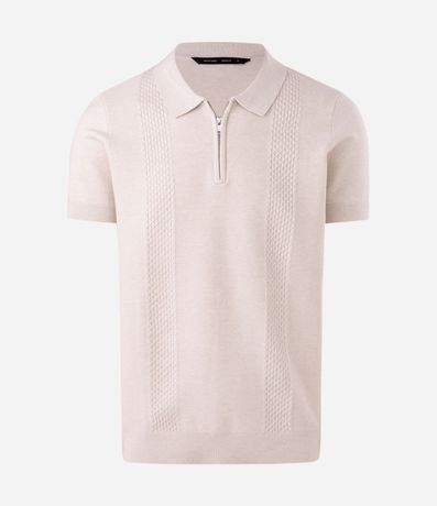 Polo Manga Corta Texturizada con Cremallera Trenzada 5