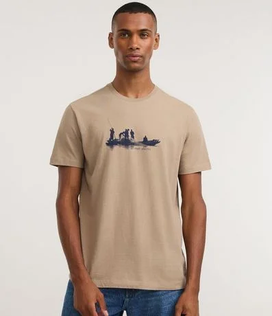 Remera en Algodón con Estampa Deportiva Mar Abierto