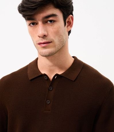 Suéter Texturizado con Cuello Polo 4