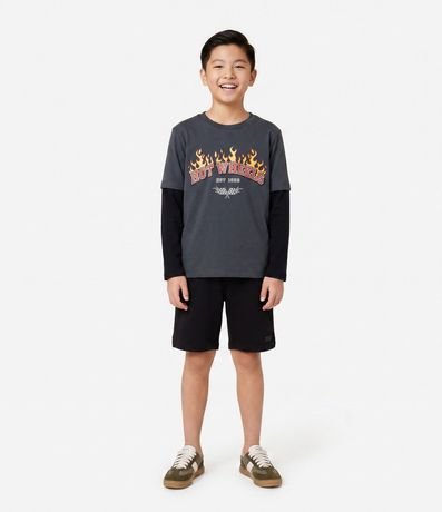 Remera Infantil Hot Wheels con Manga Sobrepuesta – Talle 3 a 8 años