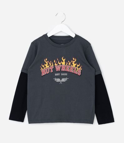 Remera Infantil Hot Wheels con Manga Sobrepuesta – Talle 3 a 8 años