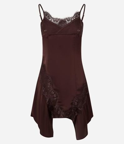 Vestido en Satén con Detalles en Encaje 7