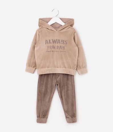 Conjunto Infantil en Fleece con Capucha y Lettering - Talle 1 a 4 años 1