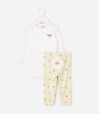 Conjunto Infantil con Estampado Floral y Bordados – Talle RN a 18 Meses 2