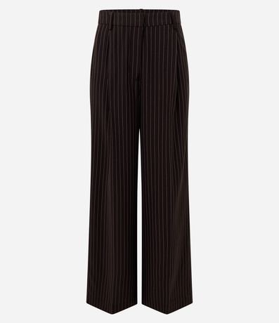 Pantalón Wide Leg Sastre con Estampado de Rayas en Hilo Teñido