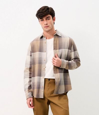 Camisa Franela de Cuadros con Rayas