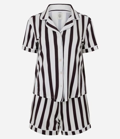 Pijama Americano Corto en Viscolycra con Estampado Rayada