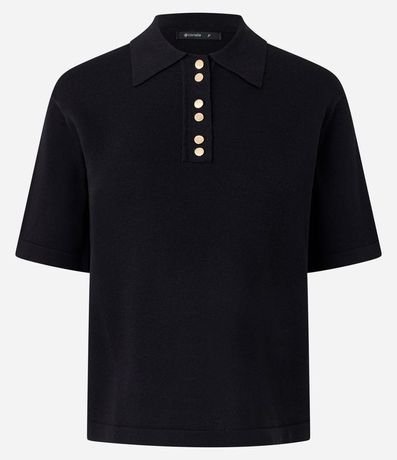 Blusa Corta en Punto con Abotonado Delantero