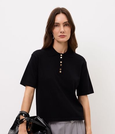 Blusa Corta en Punto con Abotonado Delantero