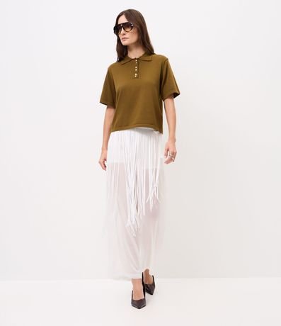 Blusa Corta en Punto con Abotonado Delantero