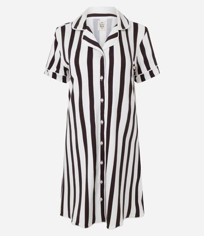 Camisón Americana en Viscolycra con Abotonado y Estampado Rayada