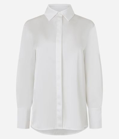Camisa Satinada con Cuello Clásico