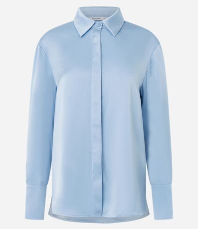 Camisa Satinada con Cuello Clásico