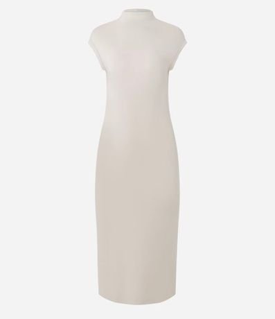 Vestido Midi en punto Roma con Hombros Contrastantes