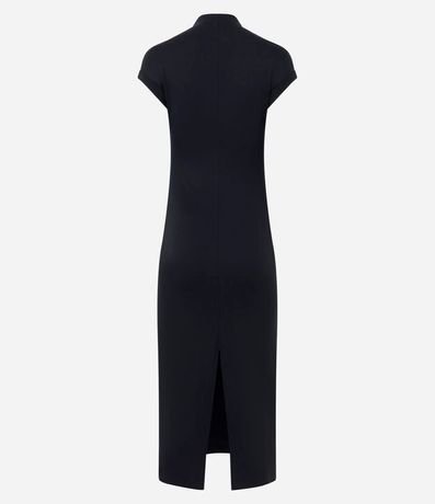 Vestido Midi en punto Roma con Hombros Contrastantes 2