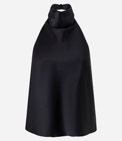 Blusa Frente Única en Satén con Escote Degagê 5