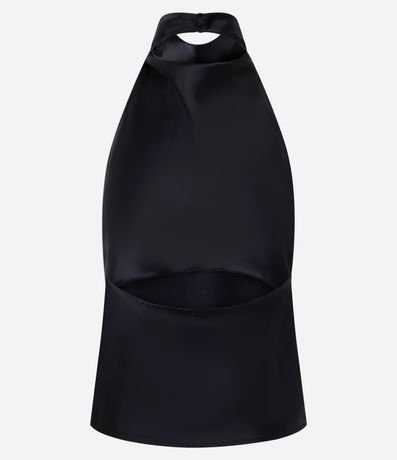 Blusa Frente Única en Satén con Escote Degagê 6