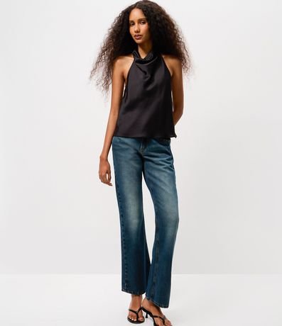 Blusa Frente Única en Satén con Escote Degagê 2
