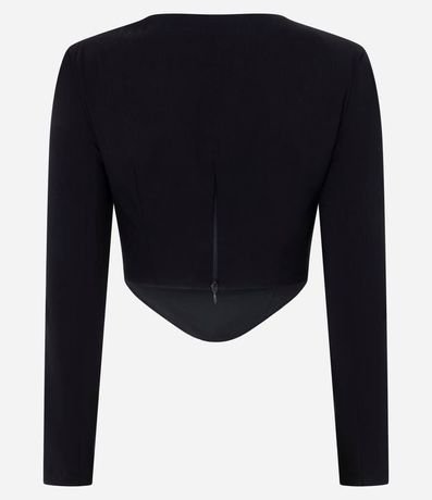 Blusa Manga Larga en Bengalina con Escote Cuadrado y Ruedo en V 6