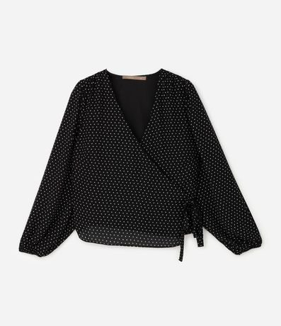 Blusa de Lunares Traspasada con Lazo Curve & Plus Size 6
