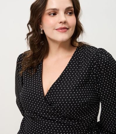 Blusa de Lunares Traspasada con Lazo Curve & Plus Size 3