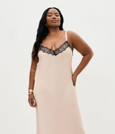 Vestido Midi en Satén con Encaje en el Escote Curve & Plus Size 2