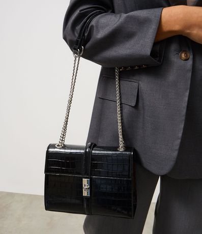 Cartera Shoulder Mediana en PU con Textura Crocco 8