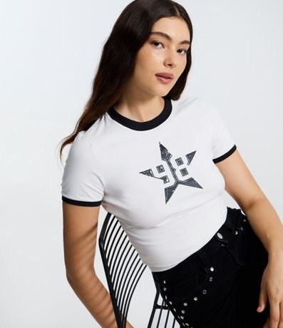 Remera en Algodón con Estampa Numérica con Estrella 8