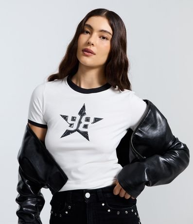 Remera en Algodón con Estampa Numérica con Estrella 6