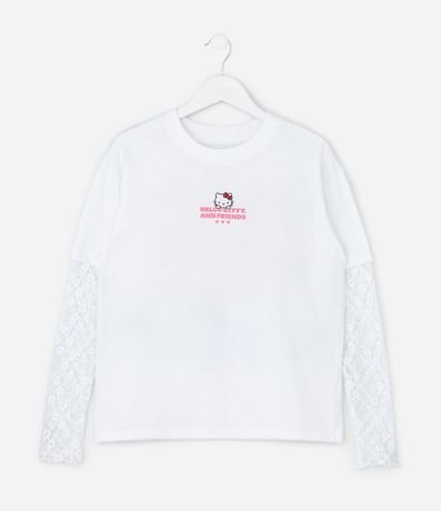 Remera Infantil con Encaje y Estampado Hello Kitty – Talle 5 a 16 años 2