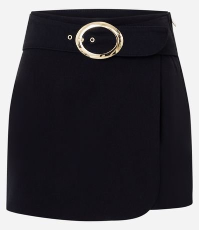 Short Pollera en Bengalina con Cinturón de Hebilla 5
