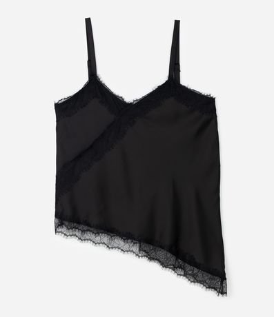 Blusa Musculosa en Satén con Encaje y Bajo Asimétrico Curve & Plus Size 6