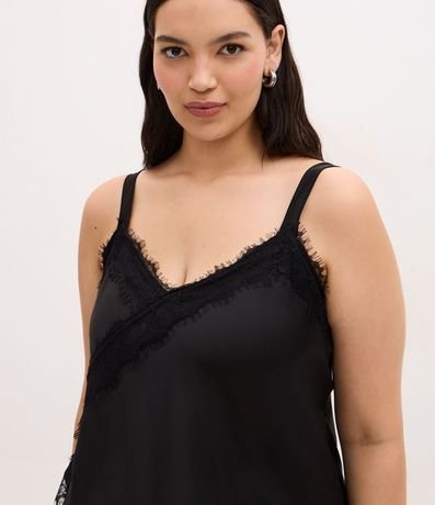 Blusa Musculosa en Satén con Encaje y Bajo Asimétrico Curve & Plus Size 3