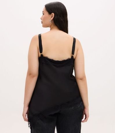 Blusa Musculosa en Satén con Encaje y Bajo Asimétrico Curve & Plus Size 4